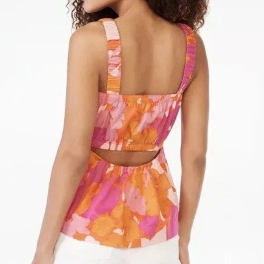 Free Assembly Women’s Tank Top – Size Large – Orange & Pink – Square Back Cutout
